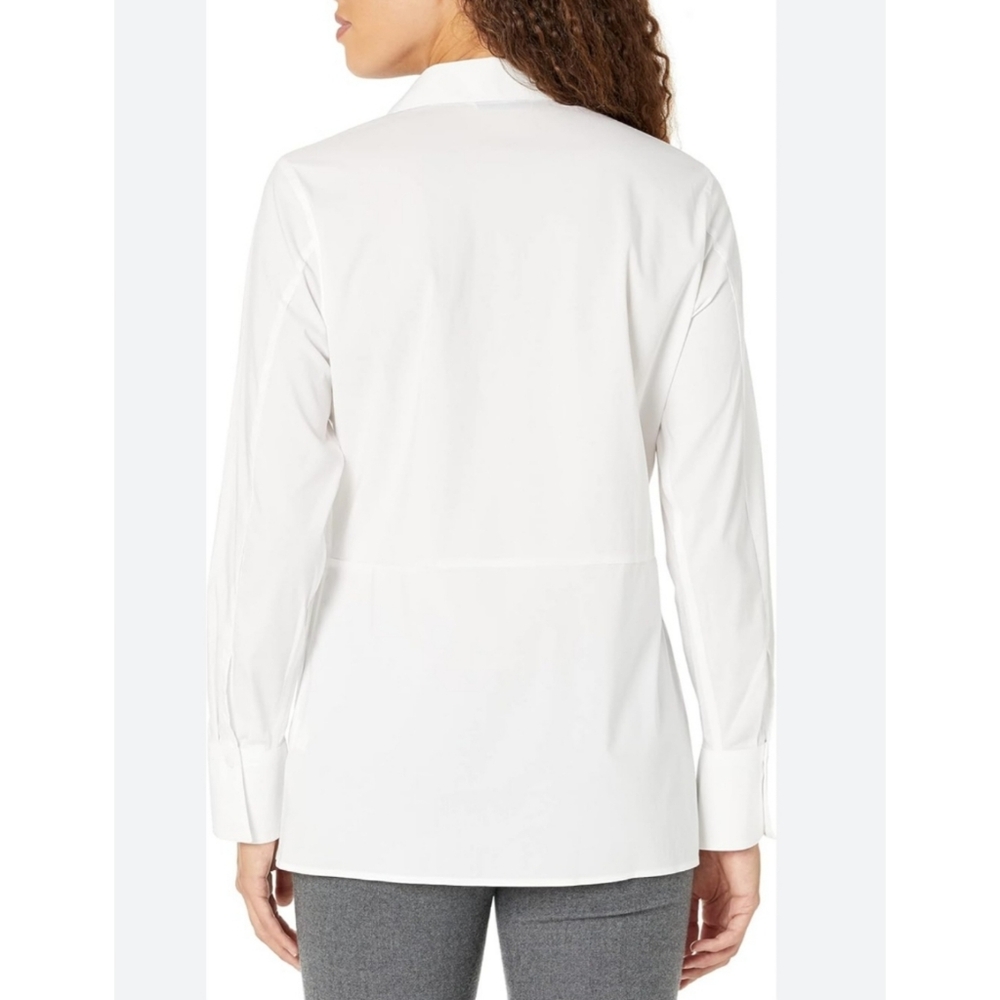 Foxcroft Top Womens Size 14 White Heritage Non-Iron Oxford Tunic Relaxed Shirt - Picture 7 of 15